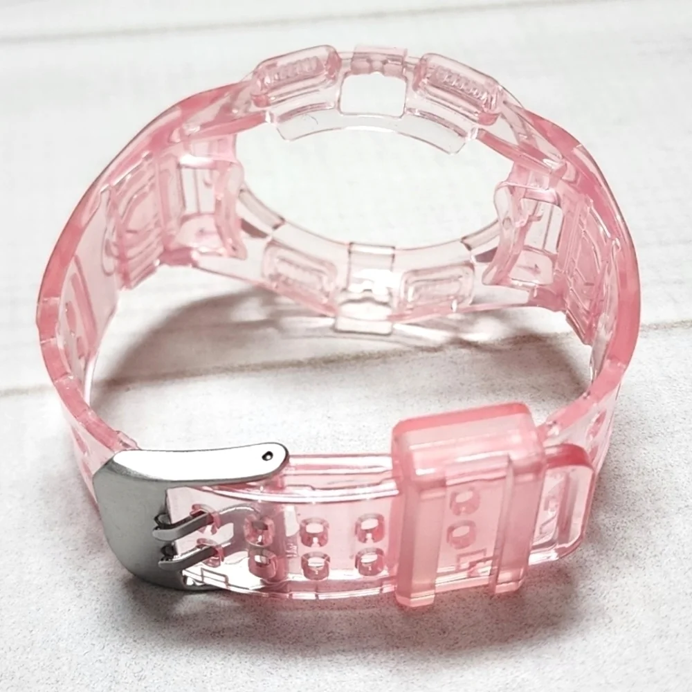 Transparent Strap Watch Accessories for Samsung Galaxy Watch4 Classic Pink - New